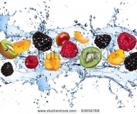 Stock Photo Fresh Fruits Falling In Water Splash Isolated On